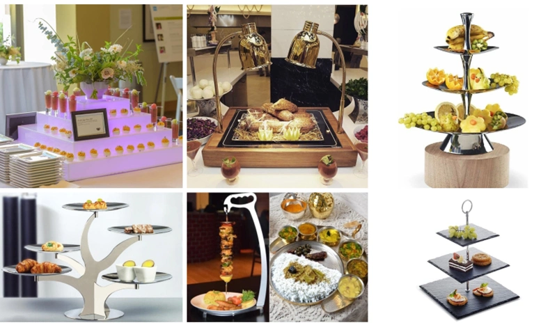 Restaurant Stainless Steel Metal Nordic Wedding Catering Gold Bulk Tilted Hammered Mood Shape Modern Commercial Sushi Table Top Rack Buffet Fruit Salad Bowls