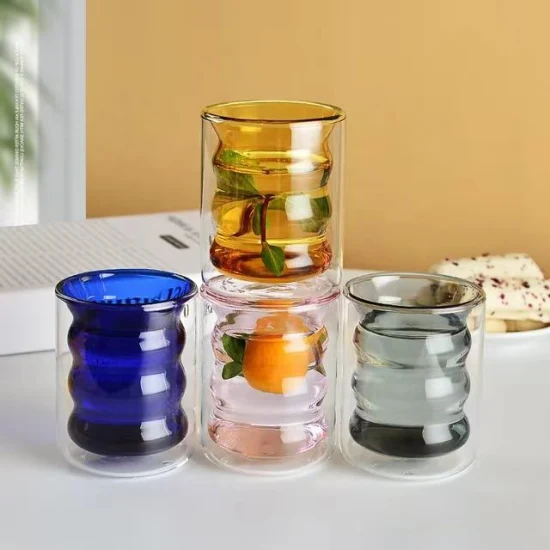 Hitzebeständige Matcha-Chawan-Matcha-Schale aus strukturiertem Glas mit Ausgießer